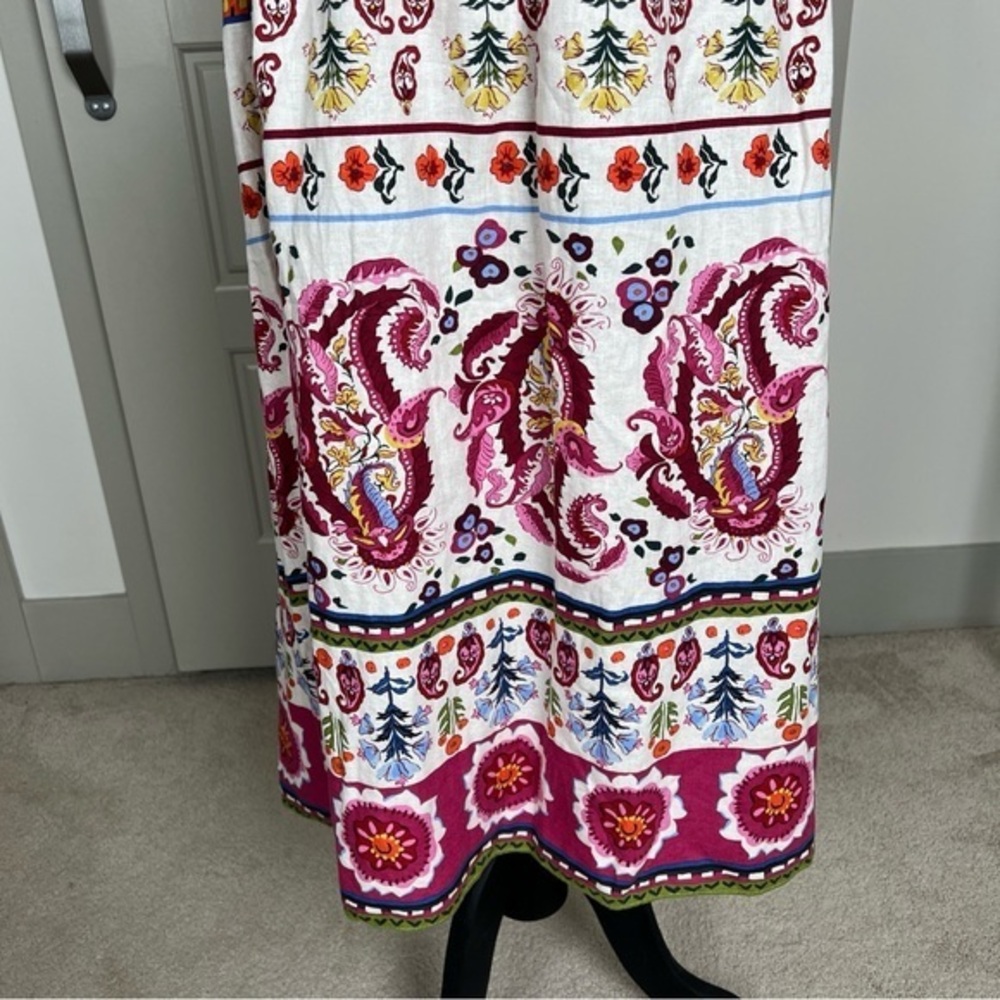 Caroline Constas Floral Paisley Linen Blend Midi Skirt Vacation Resortwear Sz M‎ - Picture 7 of 10